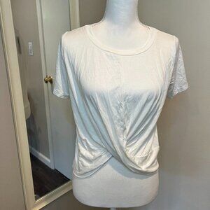NWT Gaze White T shirt with twisted front, Size Medium